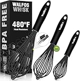 Walfos® Schneebesen Set,Rührbesen 3 Stück Schneebesen Silikon 21cm, 23cm, 28cm,Edelstahl...