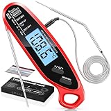 Babacom Fleischthermometer Sofortanzeige mit zwei Sonden & großem Bildschirm, Bratenthermometer mit...