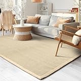 casa pura® Amazonas Sisal Teppich mit Baumwolle Bordüre | Rutschfester Latexunterseite | mehrere...