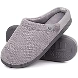 LongBay Damen Chenille Knit Hausschuhe Komfort Memory Foam Slip on Hausschuhe Grau,36-37 EU