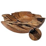 Cepewa Holzschale XL aus Teak Holz in Handarbeit gefertigt | Dekoschale | große Obstschale rund und...