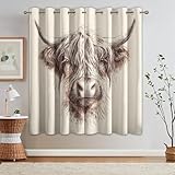 Generisch 95% Blickdichte Vorhänge Hochlandrind, Thermo Verdunklungsvorhänge mit Ösen, Bauernhof...