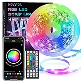 HOVVIDA LED Strip 5M, 30 LEDs/Meter, 150 LED, RGB LED Streifen, APP und Fernbedienung, Musikmodus,...