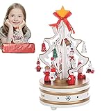 Eolaks Weihnachts-Spieluhr, Holz-Weihnachtsbaum-Spieluhr-Ornamente, DIY-Holz-rotierende Spieluhr,...