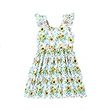 luoluoluo Kleid Kinderkleidung Sommer Mädchen Baby Fliegende Ärmel Dinosaurier Sonnenblumen Druck...