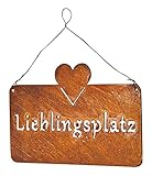 levandeo Schild Lieblingsplatz 25x16cm Herz Garten-Deko Rost Rostdeko Türschild Wandbild Schriftzug...