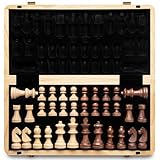 Magnetisches Schach-Set aus Holz, 38,1 cm, klappbares Brett, 7,6 cm, Königshöhe Deutscher Ritter...