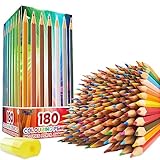 KreativKraft Buntstifte Kinder Set 180 Stück - Buntstifte für Kinder, Jugendliche und Erwachsene...