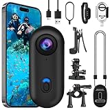 OBEST Action Cam 4K 360 Motorrad Helmkamera, Mini Bodycam POV Cam, Magnetsauge Vlog Camera,...