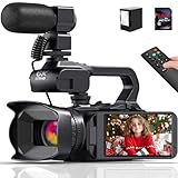 Videokamera Camcorder 6K 64MP 18X Digitalzoom Vlogging Camera mit IR Nachtsicht für YouTube, HD...