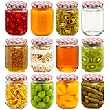 LIMILI 380 ml Marmeladengläser aus Glas mit Deckel, 12 Stück, klassische Zylinder, leere...
