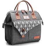 Lekesky Lunchtasche Isolierte Kühltasche für Frauen Auslaufsichere weit geöffnete Lunchbox, Grau...