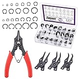Swpeet 262 Stück 4-in-1 Sprengringzange mit 6 Größen 4 mm bis 30 mm Legierung Stahl...