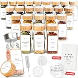 EDELHAUS Gewürzgläser Eckig Set mit Holzdeckel (24 x 120ml) Gewürzstreuer mit Streueinsatz und...