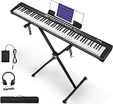 Starfavor Digital Piano Keyboard mit Halbgewichtet Klavier, E Piano 88 Tasten mit X Ständer,...