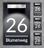 Premium Hausnummer beleuchtet mit LED Solar - RGB - inkl. 11 Farben | individuell anpassbar |...