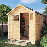 Alpholz Gerätehaus Alisha aus Fichten-Holz, Gartenhaus mit 14mm Wandstärke, Holzhaus inklusive...