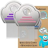 Adamson Läusekamm Kinder - Lice Comb - Edelstahl Nissenkamm Extra Fein - Effektiver Läusekamm...