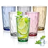 BYZESTY 6er Set Große Trinkgläser 470 ml, Wassergläser Cocktailgläser Trinkbecher Bunte...