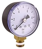 Cornat Manometer 1/4' Anschluss von unten - schwarz - passend zu Rückspülfilter mit Druckminderer...
