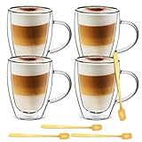 Doppelwandige Kaffeetassen,Cappuccino Tassen,Glastassen mit Henkel,Espressotassen,Latte Macchiato...