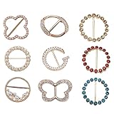 WeddHuis 9 Stück T Shirt Clip Schnalle Metall Gürtelschnallen Strass Schal Ringschnalle Ring Saum...