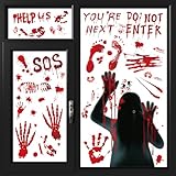 Halloween Fensterbilder Selbstklebend, Isisyu Halloween Horror Fenster Deko Aufkleber mit Blutige...