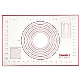 GWHOLE Silikonmatte Backmatte Silikon Teigmatte Wiederverwendbar Antihaft Rutschfest mit Messung, 60...