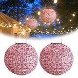 KBIBCK Lampions Solar Außen, 2 Stück Solar Lampions Außen Wetterfest, 10 Zoll Solarlampions für...