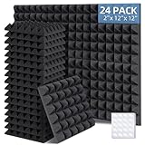 Ohuhu Akustikschaumstoff Akustikpaneele 24 Stück mit Aufkleber, 30 x 30 x 5 cm Pyramidenplatten...