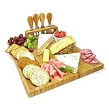 Joejis Käseplatte Bambus käsebrett mit käsemesser Set Cheese Board Käseplatte Servierplatte...