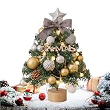 Qkbuza Weihnachtsbaum, Tischbäume mit Lichtern, LED-Weihnachtsbaum für Desktop-Computer, kreativer...