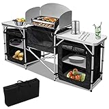 Jiubiaz Campingküche mit Spritzschutz,Campingschrank mit Tragetasche,Faltschrank mit...
