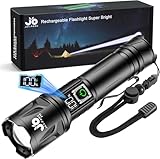JAY-PARK Taschenlampe 1000000 Lumen Aufladbare 5000 mAh mit LCD-Display und 5 Beleuchtungsmodi, LED...
