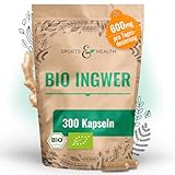 Ingwer Kapseln – BIO – 300 Kapseln – 600mg pro Kapsel – Vegan – Frei von Zusatzstoffen –...
