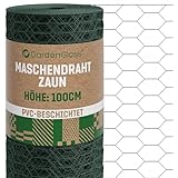 GardenGloss Maschendrahtzaun 100cm Höhe - PVC-Beschichtet Sechseckgeflecht Grobmaschig 25mm x 45mm...