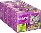 Whiskas Senior 7+ Katzennassfutter Gemischte Auswahl in Sauce, 48 Portionsbeutel, 12x85g (4er Pack)...