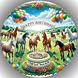 Tortenbild, mit dem Motiv: PFERDE,Essbares Foto für Torten, Fondant,Tortenaufleger Ø 20cm PFERDE K...