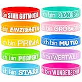 BETESSIN 10 Stücke Motivationsarmbänder Deutsch Inspirierende Silikon Armbänder mit Positiven...