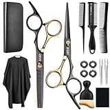 Professionelle Friseurschere, Set aus Edelstahl mit Friseurumhang und Kamm, Haarschere mit Clip und...