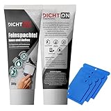 Feinspachtel weiß 300g mit Spachtelset innen & aussen - Wand & Decke Fertigspachtel, Bohrloch- &...