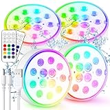Czemo Unterwasser Licht Wiederaufladbar LED Poolbeleuchtung mit Magnet Poollicht mit Fernbedienung...