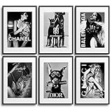 MONOKO® Wandbilder Wohnzimmer Modern | Schwarz Weiss Bilder Schlafzimmer | Coco Poster Set 6x A4...