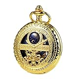 TREEWETO Mechanische Herren Taschenuhr, Sonne und Mond, Skelett, römischen Ziffern, Taschenuhren...
