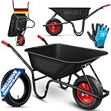 MASKO® Schubkarre Bauschubkarre Gartenschubkarre 100 Liter 250kg Luftreifen mit Stahlfelge +...