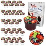 MamboCat 40er Set Sturzgläser 230 ml mit Obst Dekor Deckel To 82 inkl. Diamant Gelierzauber...