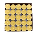 100 Bienenwachs-Teelichter – 4 Stunden Brenndauer, rauchfrei, handgefertigter Baumwolldocht,...