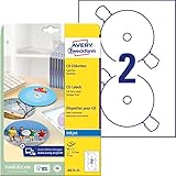 AVERY Zweckform J8676-25 selbstklebende CD-Etiketten (50 blickdichte CD-Aufkleber, Ø 117mm auf A4,...