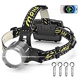 MoKo Stirnlampe LED Wiederaufladbar, Superhell 100000 Lumen & 10200 mAh Grosse Kapazität AKKU, 8...