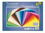 folia 6725/50 99 - Tonpapier Mix, 25 x 35 cm, 130 g/qm, 50 Blatt sortiert in 50 Farben - ideale...